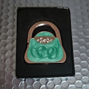 Green and Silver Bag Hook, Keeps your purse/bag off the floor, New In Box